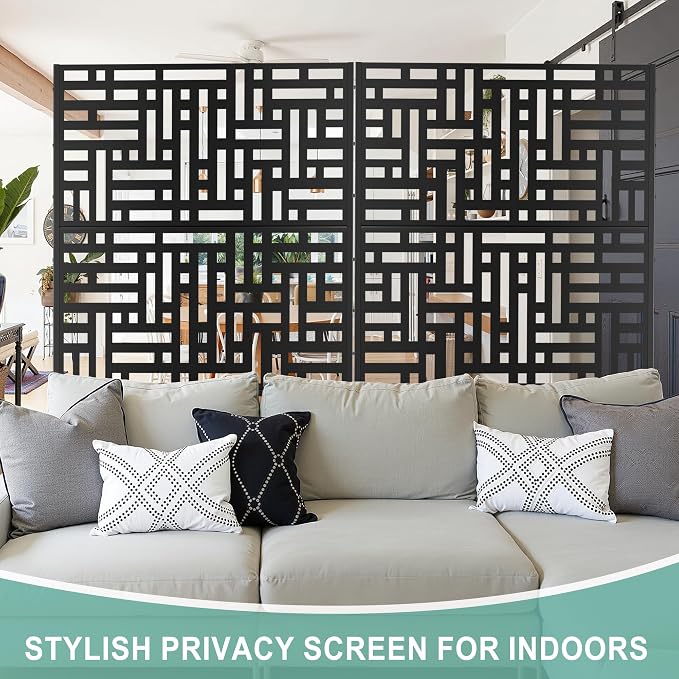 Metal Privacy Screen for Outdoor & Indoor Use, Free Standing Privacy Screen for - Image 6