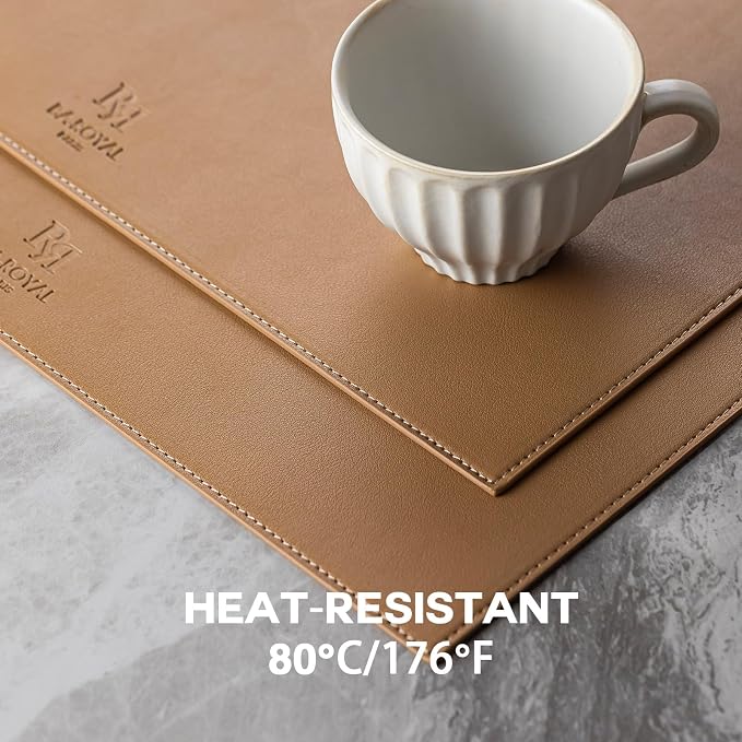 Faux Leather Placemats Set of 4 Vinyl Washable Wipeable Table Mats - Image 5