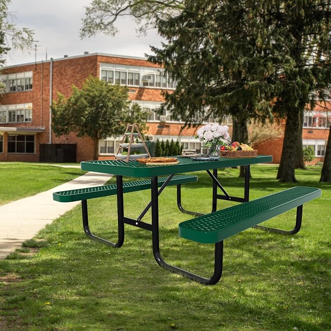 48'' Rectangular Steel Picnic Table - Image 7