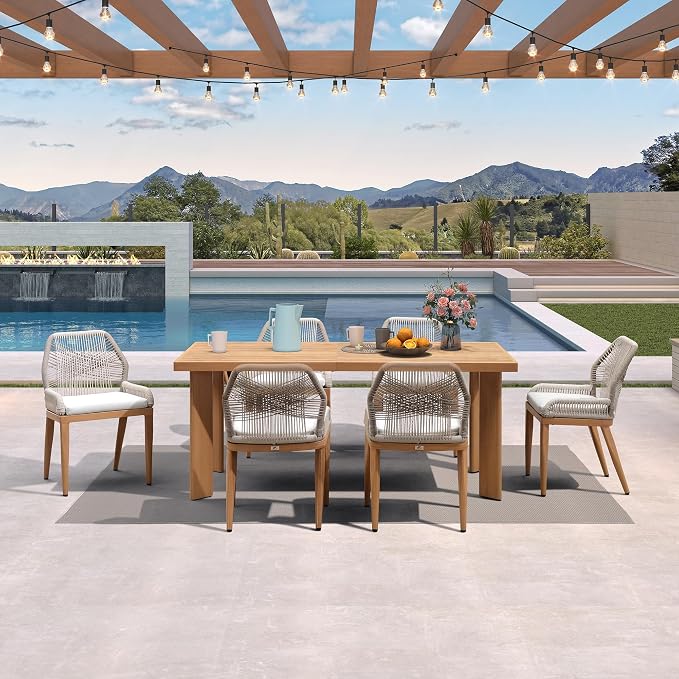 PURPLE LEAF 7 Pieces Patio Dining Set Aluminum Modern Rectangular Table and - Image 2
