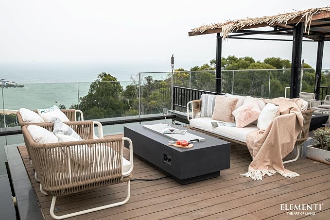 Elementi | Bundle Granville Gas Fire Pit Cast Concrete 60" Rectangular Fire - Image 4