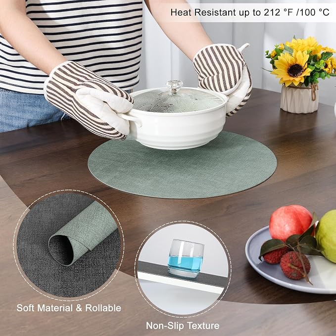 Myir JUN Round Placemats Dual Sided, Faux Leather Place Mats Set of 6 Indoor - Image 5