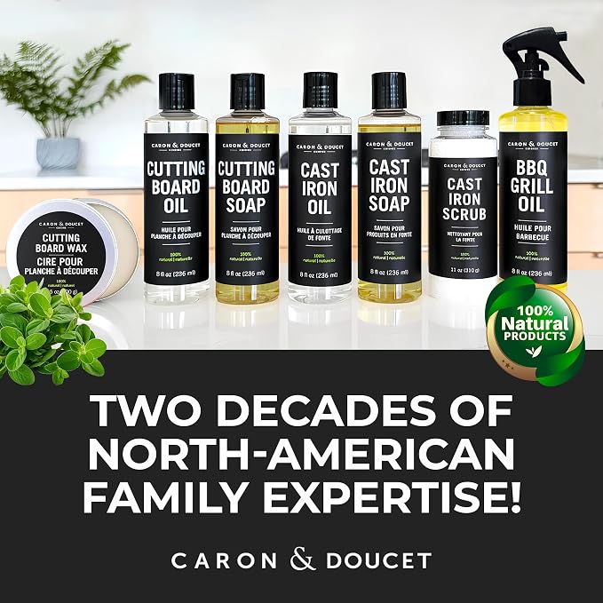 CARON & DOUCET - Ultimate Cast Iron Set: Seasoning Oil, Cleaning Soap & - Image 3