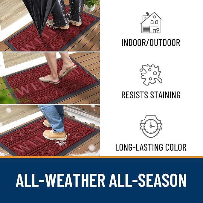 OLANLY Welcome Door Mat Indoor Outdoor Entrance, Heavy Duty Sturdy Front Door - Image 3