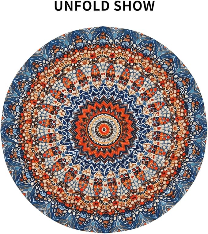 Bohemian Round Tablecloth Colorful Boho Bohemian Tablecloth 60 Inch Waterproof - Image 4
