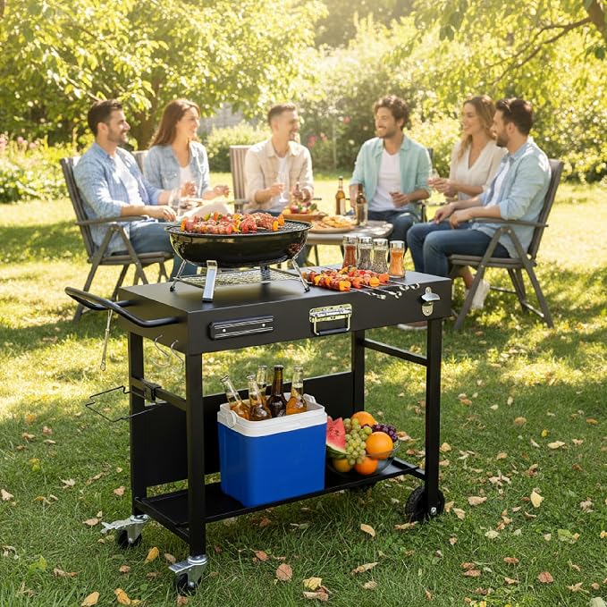 VINGLI Outdoor Grill Table Cart, Foldable Grill Cart - Image 9