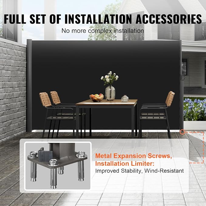 VEVOR Retractable Side Awning, UV 50 118" x 71" Retractable Patio Screen - Image 4