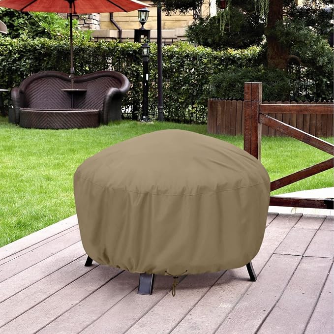 SunPatio Outdoor Round Fire Pit Cover 32 inch, Heavy Duty Waterproof Fire Pit - Image 7