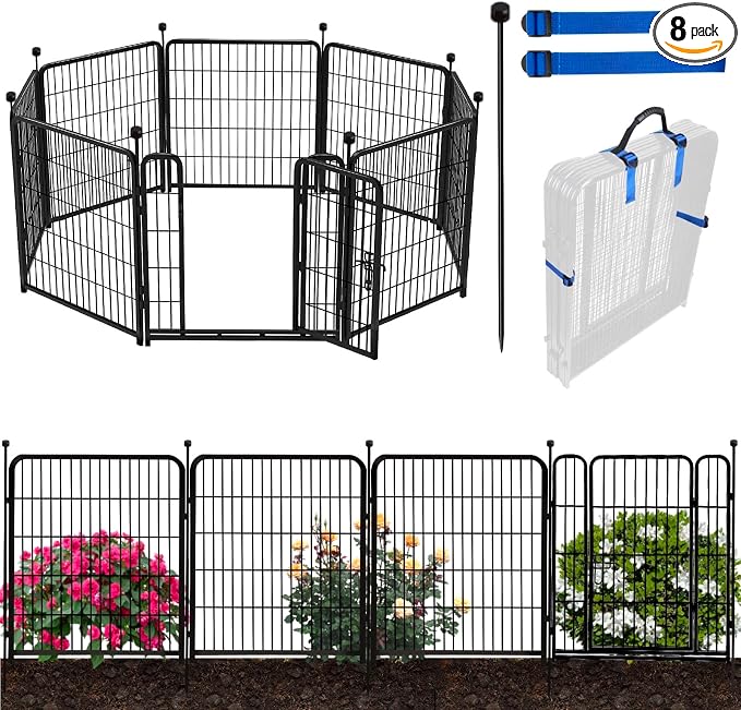 ADAVIN 40 in Garden Fence with Low Threshold Door, Dog Fence Outdoor by ADAVIN
