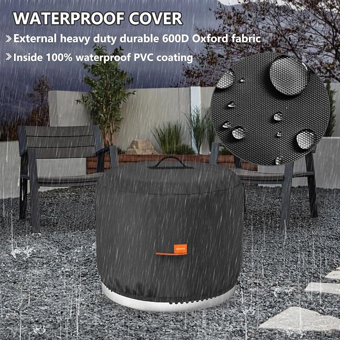 Round Fire Pit Cover, Outdoor 600D Heavy Duty Waterproof Tear-Resistant Yukon - Image 6