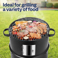 Vertical Charcoal Smoker, 3 Chambers, Black Alloy Steel