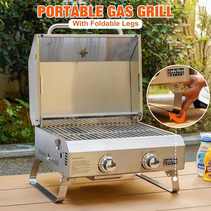 Tabletop Gas Grill 2 Burners, Stainless Steel Gas Stove 16000BTU - Image 3