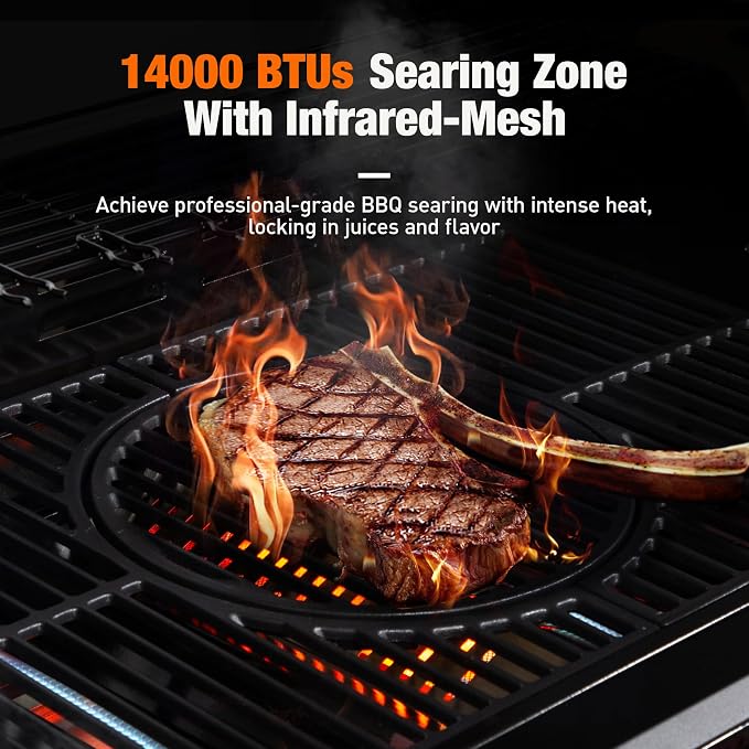 Brand-Man PRO 5-Burner Propane Gas Grill, 14000 BTUs Searing Zone - Image 2