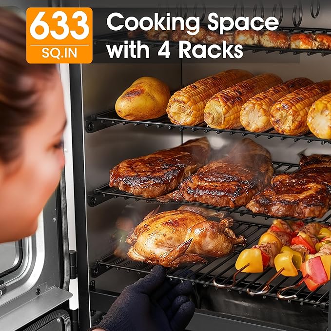 Vertical Electric Smoker with Cover & Meat Probe, BBQ Smokers with 4 Cooking - Image 2