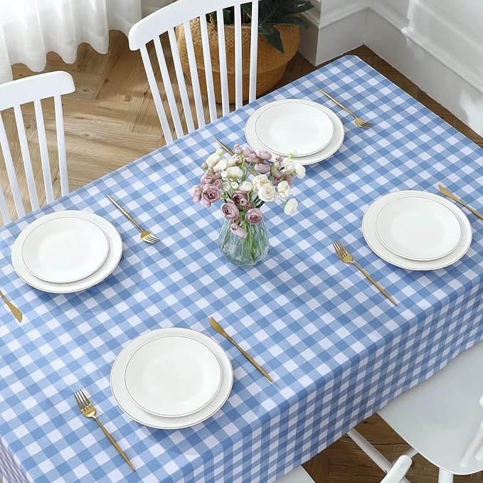 Romanstile Square Vinyl Tablecloth, 100% Waterproof Buffalo Gingham Plastic - Image 5