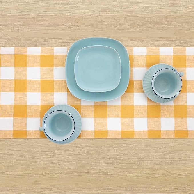 Solino Home Linen Checkered Table Runner 120 Inches Long - Image 9