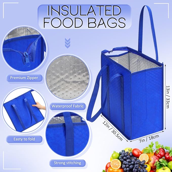 10 Pack Large Insulated Grocery Bags Reusable Shopping Bags - Image 2