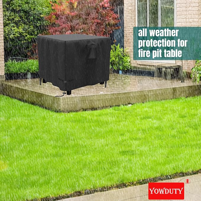 Propane Fire Pit Cover Square 28 Inch, Waterproof Heavy Duty 600D Gas Fire Pit - Image 5