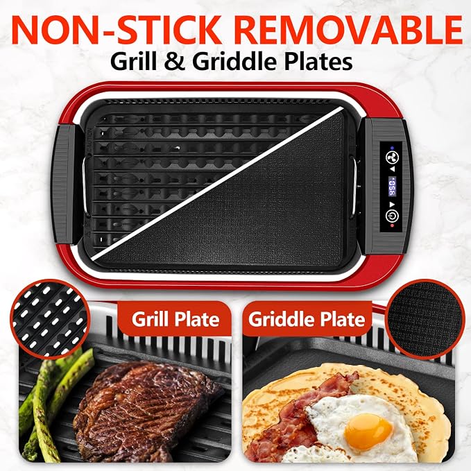 Indoor Grill, CUSIMAX Smokeless Grill Indoor, Electric Griddle, 1500W Korean - Image 2