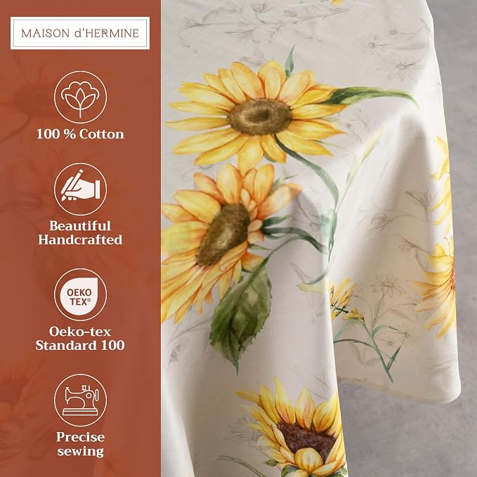 Maison d' Hermine Table Cloth Round Table 100% Cotton 63 Inches Tablecloth - Image 2