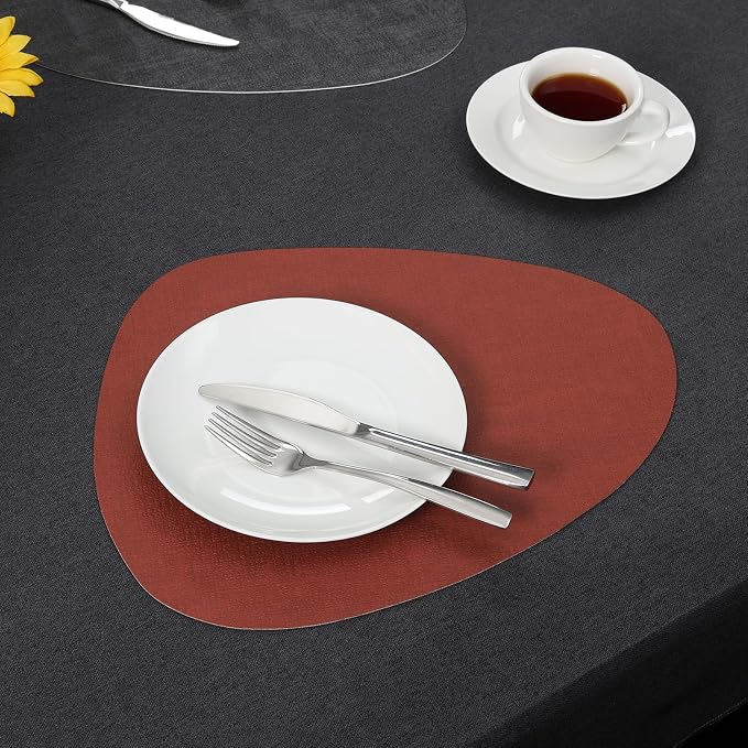 Placemats and Coasters, Washable Reversible Placemats Round Faux Leather - Image 8