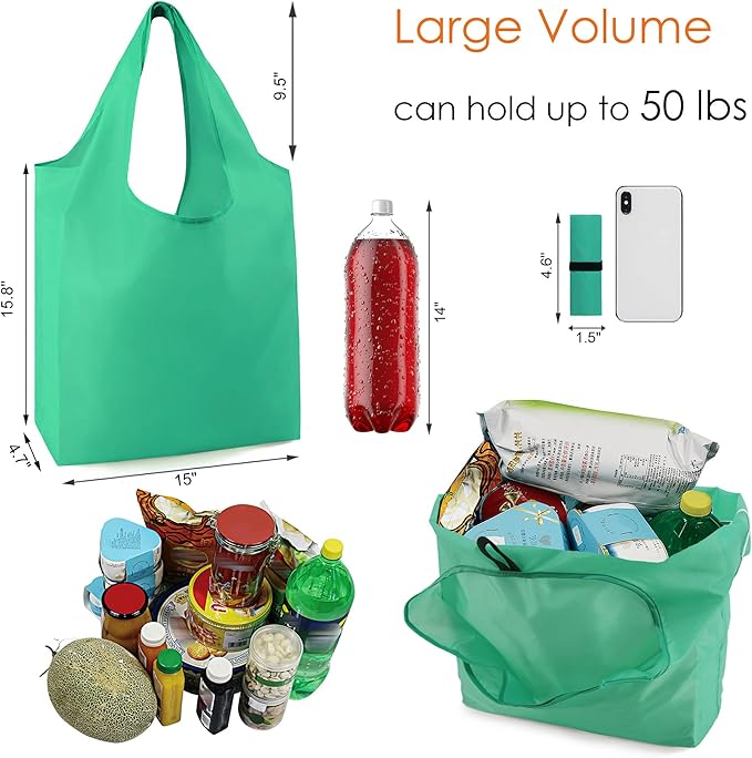 BeeGreen Reusable-Grocery-Bags-Foldable-Machine-Washable-Reusable-Shopping-Bags- - Image 2
