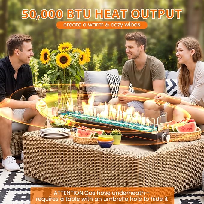 GRISUN 36" Table Top Propane Fire Pit, 50000 BTU Tabletop Gas Fire Pit - Image 4