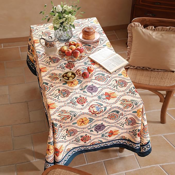 Vintage French Rectangular Tablecloth, Linen Extra Long Tablecloth - Image 4