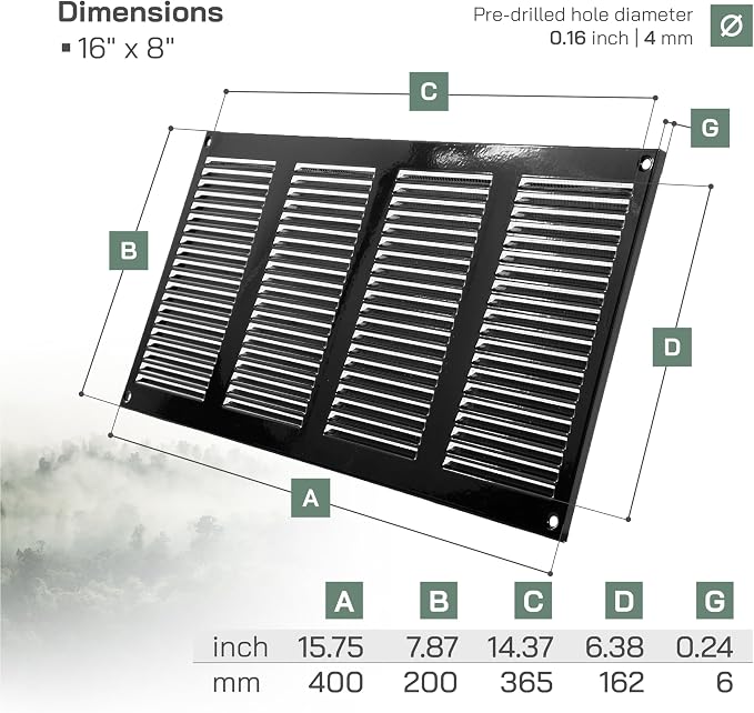Vent Systems 16" x 8" Inch Pack of 5 - Image 6