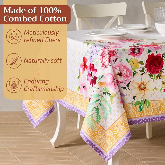 Maison d' Hermine Premium Table Cloth Rectangle Table 100% Combed Cotton 120 x - Image 4