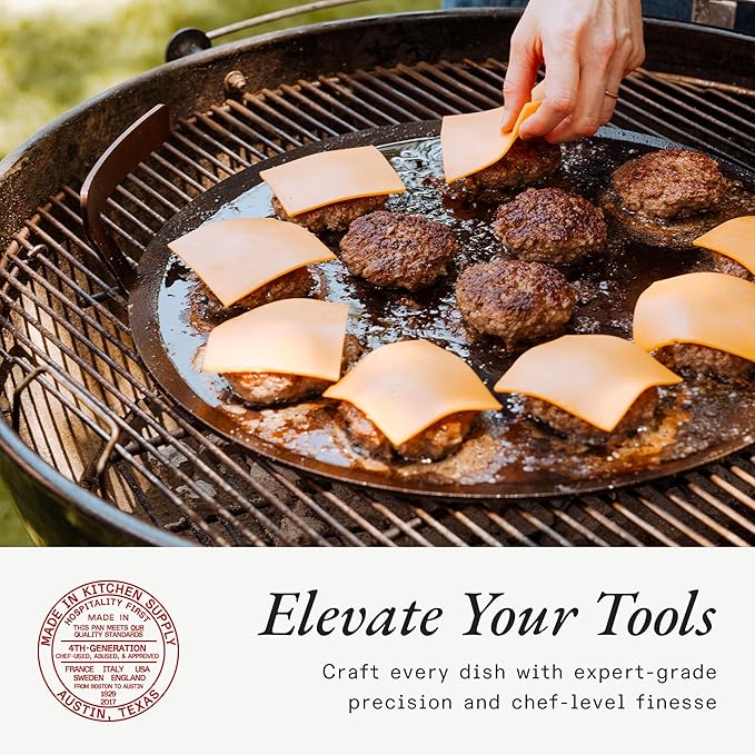 Griddle 17.5-Inch Pre-Seasoned Carbon Steel for Kettle Grills