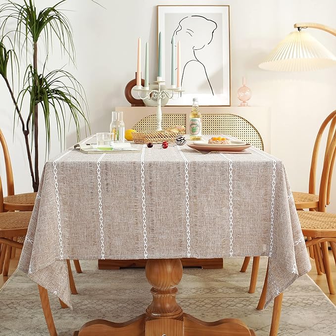 Chassic 60 x 84 inches Farmhouse Style Linen tablecloths, Wrinkle Resistant by Chassic