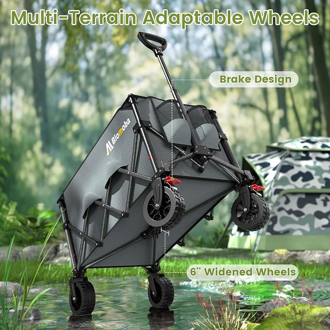 Collapsible Wagon Cart, 150L Heavy Duty Foldable Beach Wagon - Image 6