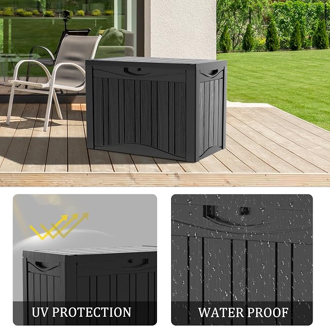 50 Gallon Outdoor Storage Box Waterproof Lockable Resin Deck Box Large - Image 3