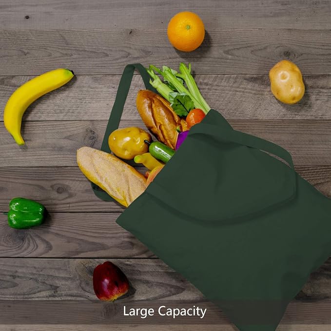 TOPDesign 24-Pack Economical 16"x15" Green Black Cotton Tote Bag, Lightweight - Image 4