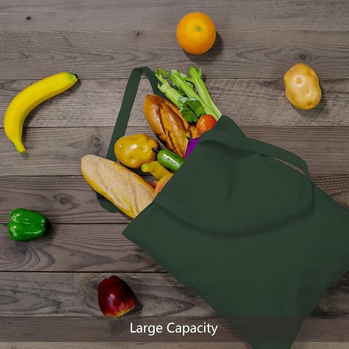 TOPDesign 12-Pack Economical 16"x15" Green Black Cotton Tote Bag, Lightweight - Image 4