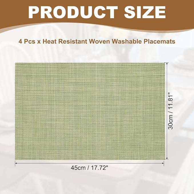 uxcell Faux Linen Placemats, 12x18 Inch Heat Resistant Place Mats Machine - Image 2