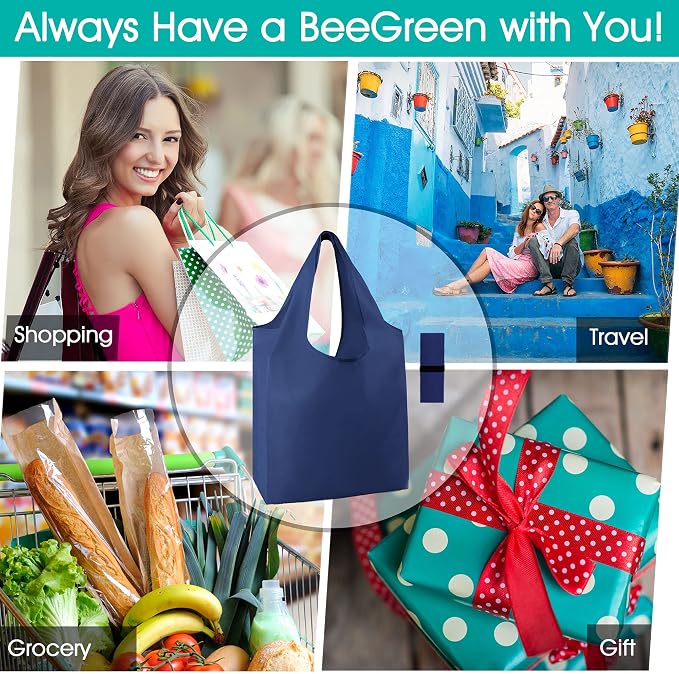BeeGreen 12 Pack Bulk Reusable Grocery Bags Multicolor Durable Machine Washable - Image 6