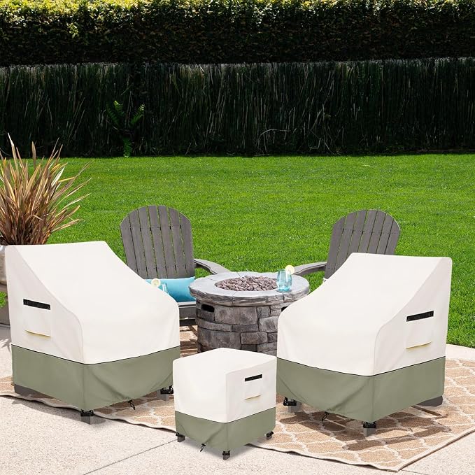 3 Pieces Adirondack Chair Sets Cover, 600D Heavy Duty Waterproof Outdoor Chair - Image 6