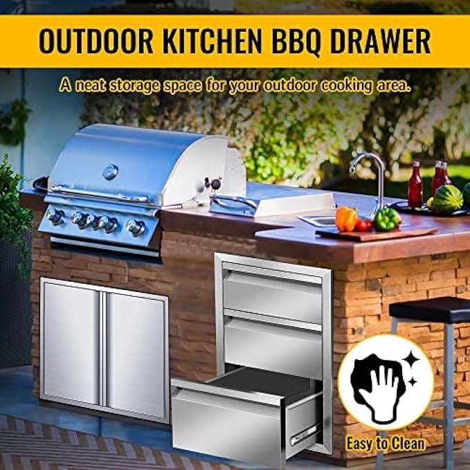 Outdoor Kitchen Drawers, Flush Mount Triple Access BBQ Drawers - Image 7