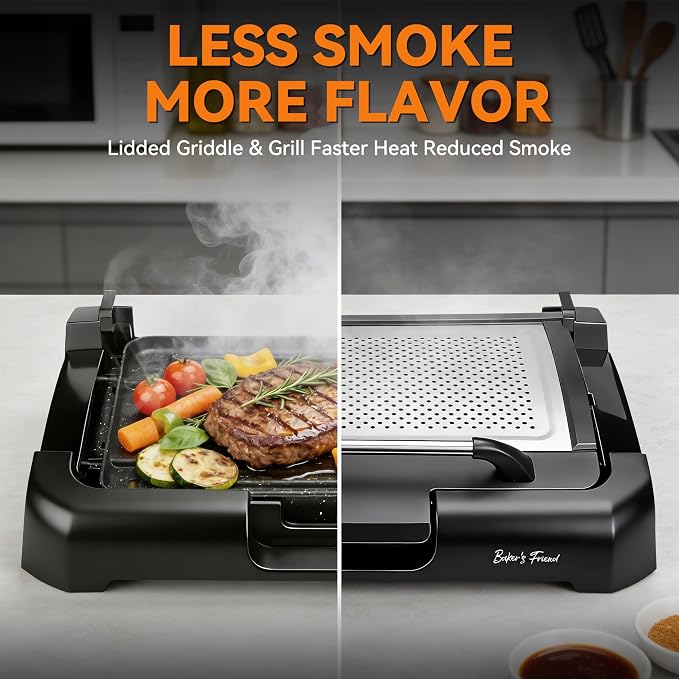 Baker’s Friend Indoor Searing Grill & Griddle, Electric Griddle - Image 5