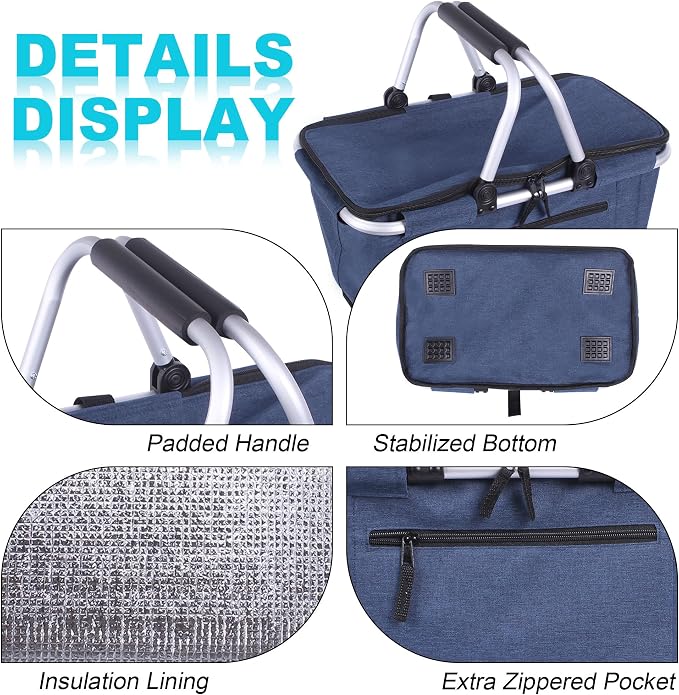 Picnic Basket, SIYUAN Collapsible Shopping Basket - Image 4