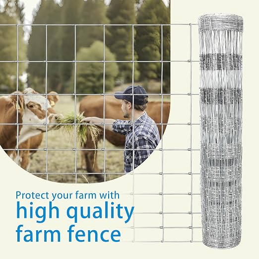 Farm Fence 4ft. x 100ft Galvanized Field Wire Fencing, Heavy Zinc Coating - Image 4