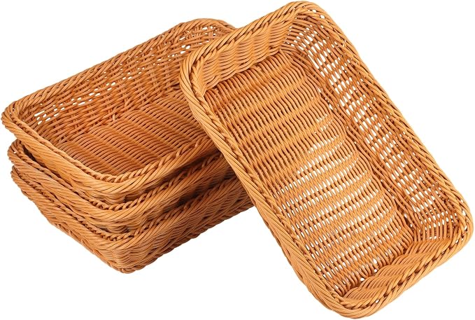 6 PCS 12x8 Inch Wicker Bread Basket, Woven Serving Basket, Tabletop Food - Image 4
