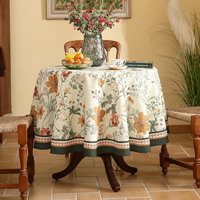 French Linen Small Tablecloth for Round Table, Decor Table Cover for Kitchen - Image 2