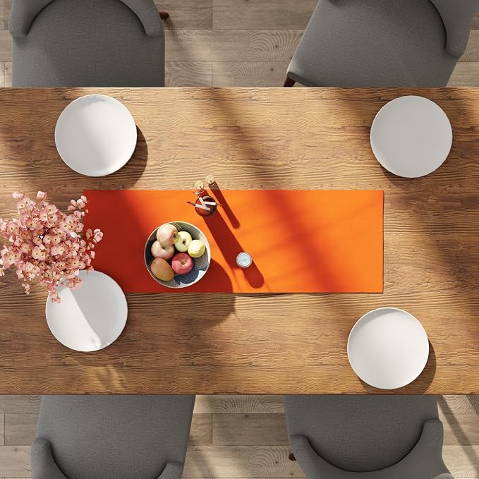 Encasa XO Table Runner 13"x36" Long | Cotton Canvas Fabric | Orange Solid Color - Image 4