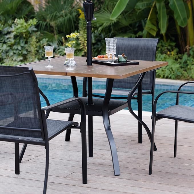 VICLLAX Patio Dining Table for 4 Square Metal Outdoor Table - Image 2