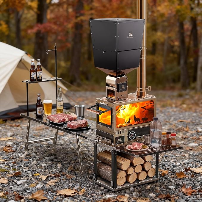 M8 Pellet Stove Pro with Pellet Burner/Oven/Base/Camping Table—Portable - Image 2