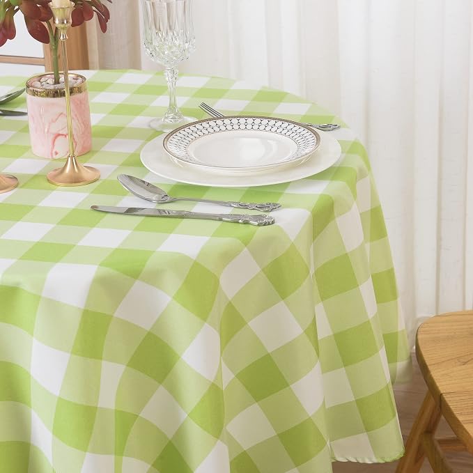 2 Pack Waterproof Polyester Fabic Round Checkered Tablecloth，60 Outdoor Table - Image 8