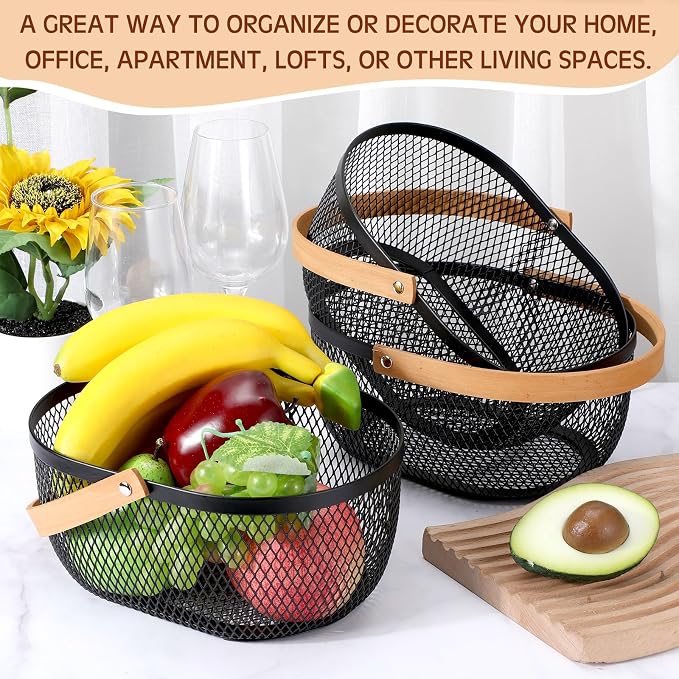 Maxcheck 4 Pcs Oval Metal Wire Storage Basket - Image 5